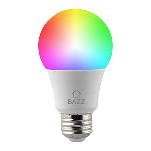 Bazz WFA19RGB1 Wi-Fi LED RGB A19 10W Bulb Dimmable Energy Efficient Color Change Alexa and Google Home Compatible 1 White