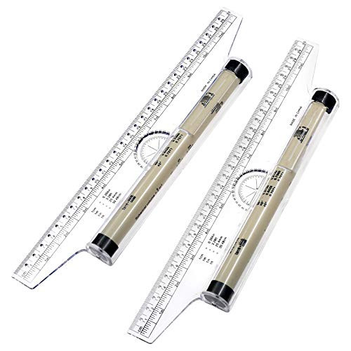 BokWin 2Pcs 12 Inch Measuring Rolling Ruler Drawing Roller Ruler Parallel Ruler Multifunctional Drawing Design Ruler for Drafting Measuring Student School and Office