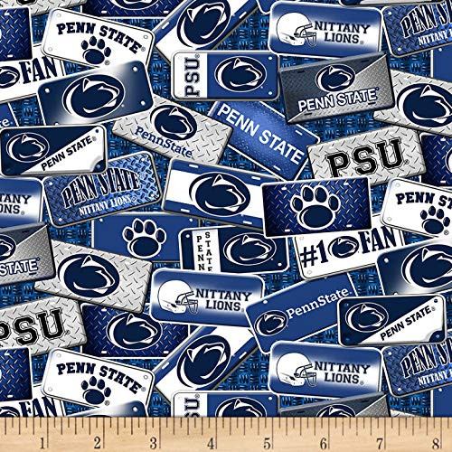 NCAA Penn State Nittany Lions License Plate Cotton Multi Quilt Fabric By The Yard