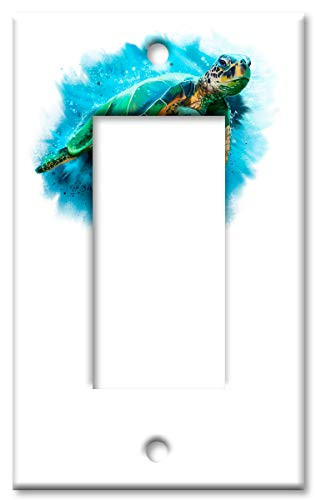 Art Plates 1-Gang Rocker Decora OVERSIZE Switch PlateOVER SIZE Wall Plate - Sea Turtle Painting