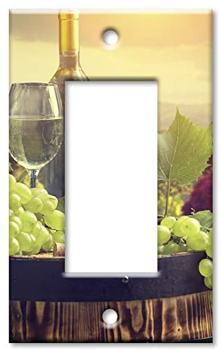 Art Plates 1-Gang Rocker Decora OVERSIZE Switch PlateOVER SIZE Wall Plate - Green Grapes  and  Wine