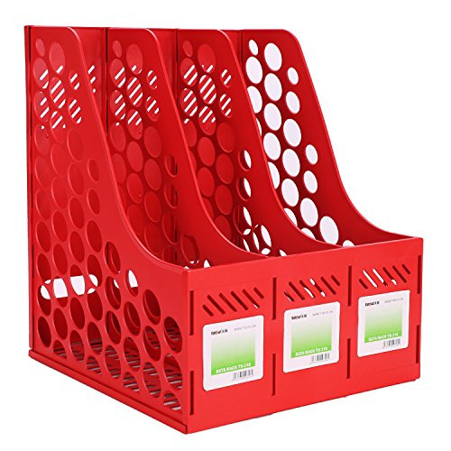 3 Compartment Vertical File Organizer Detachable Plastic Office Desk Organizer A4 File Letter Storage Desktop Cabinet Home File Holder Sorter Storage Box Large Capacity File Collection Book Shelf