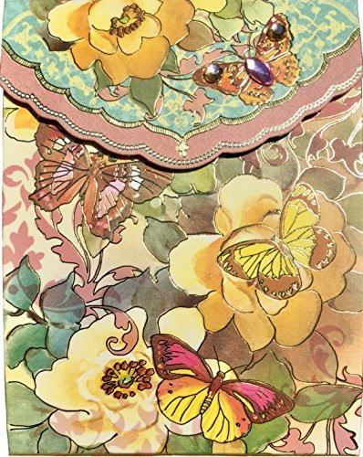 Punch Studio Gold Foil Gem Embellished Mini Pocket Notepad ~ Yellow Butterfly Garden 93276