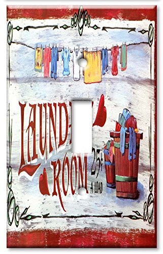 Art Plates - Single Gang Toggle OVERSIZE Switch PlateOVER SIZE Wall Plate - Laundry Room