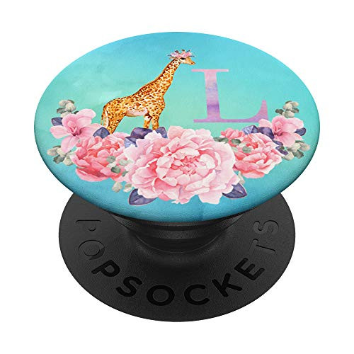 Giraffe Monogram L Initial Letter Floral Watercolor PopSockets PopGrip Swappable Grip for Phones and Tablets Giraffe Monogram L Initial Letter Floral Watercolor PopSockets PopGrip Swappable Grip for Phones and Tablets