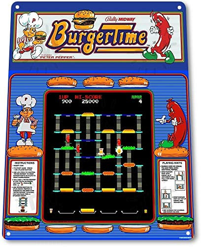 Wenyisign Burger Time Classic Midway Arcade Marquee Game Room Wall Decor - 8X12 Tin Metal Sign