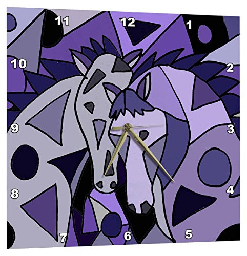 3dRose Fun Blue Horses Abstract Art Original - Wall Clock, 13 by 13-Inch (DPP_200521_2)