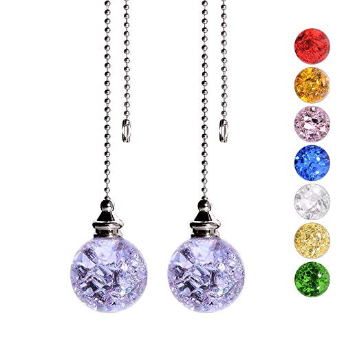 Ceiling Fan Pull Chain Decorative Crstal Fan Pull Chain Extension Ceiling Fan Pull Chain Ornaments with 21 Inches 3_2mm Diameter Beaded Ball Fan Pull Chain Extender 2Pack Purple