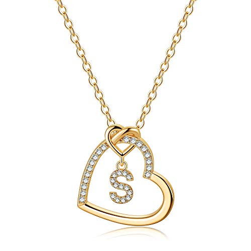Gold Initial Necklaces for Teen Girls CZ Heart Pendant Initial S Necklaces for Teen Girls Women Dainty Letter Necklace for Women Girls Jewelry Cute Heart Necklace Jewelry for Girls Gifts for Her Gold Initial Necklaces for Teen Girls CZ Heart Pendant Initial S Necklaces for Teen Girls Women Dainty Letter Necklace for Women Girls Jewelry Cute Heart Necklace Jewelry for Girls Gifts for Her