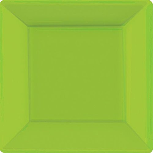 Amscan 69920.53 Square Paper Tableware Plastic Plates 10" Green