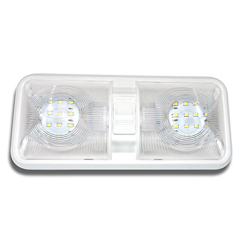 Leisure LED RV LED Ceiling Double Dome Light Fixture with ONOff Switch Interior Lighting for CarRVTrailerCamperBoat DC 12V Natural White 4000-4500K 48X2835SMD Cool White 6000-6500K 1
