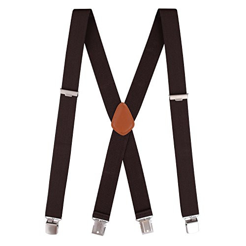 Neihou Suspenders for Men Heavy Duty 1_5 Inch X-Back Adjustable and Elastic Braces Solid Straight Clip Suspenders