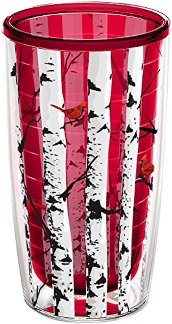 Tervis 1287106 Aspen Trees with Cardinals Insulated Tumbler with Wrap, 16oz, Red