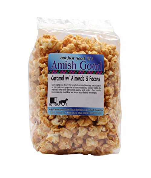 Amish Good Premium Caramel Popcorn with Almond and Pecans Real Butter and Coconut Oil in 12 Ounce Bag