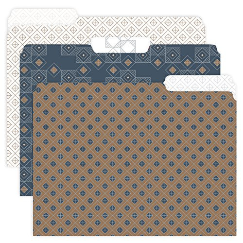 Geo Earth File Folders -Set of 6 3 designs 2 folders per design - 13-Cut Tabs File Folder size letter_ Made in the USA_