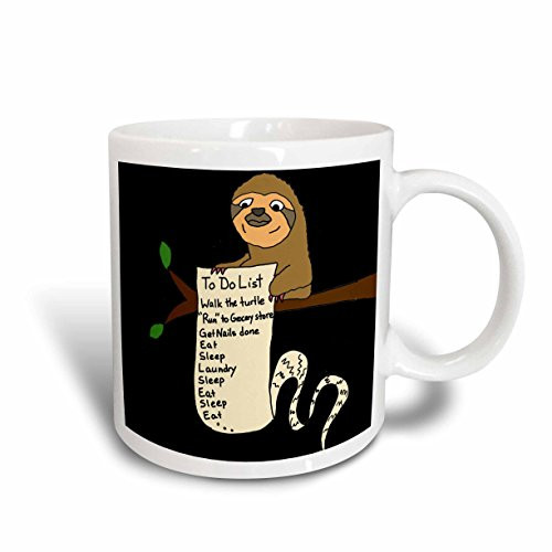 3dRose mug_254031_2 Funny Cute Sloth with Long to Do List, 15-oz