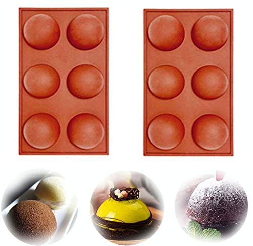 6 Holes Silicone Molds for Chocolate Cake Jelly Pudding Handmade Soap Round Shape 2pcs