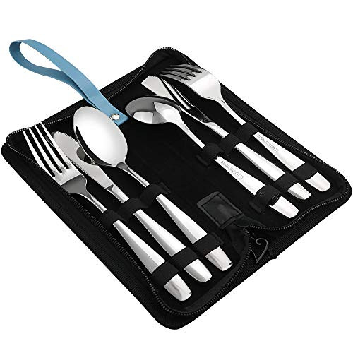 Ggbin 6-Piece Stainless Steel Camping Silverware Set Lunch Cutlery Set
