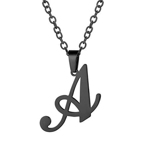PROSTEEL Letter Necklace for Women Boyfriend A Initial Necklace Stainless Steel Black Necklaces Men Chain PROSTEEL Letter Necklace for Women Boyfriend A Initial Necklace Stainless Steel Black Necklaces Men Chain