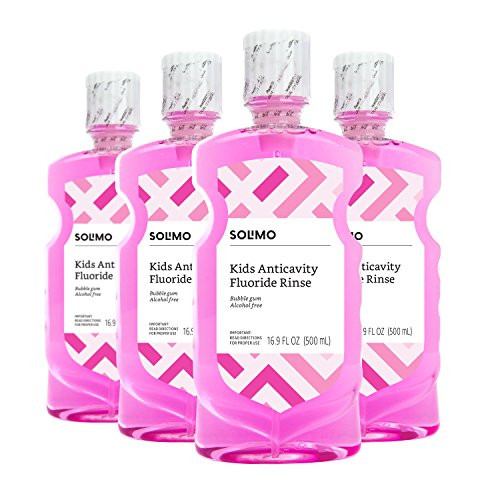 Amazon Brand - Solimo Kids Anticavity Fluoride Rinse, Alcohol Free, Bubble Gum, 500 mL (Pack of 4) Amazon Brand - Solimo Kids Anticavity Fluoride Rinse, Alcohol Free, Bubble Gum, 500 mL (Pack of 4)