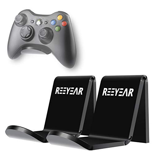 REEYEAR Video Game Controller Wall Mount Holder for Universal PS5 PS4 Xbox One SSteamNintendo SwitchPC Video No Drilling Stick on Stand Hanger for Gaming Controllers Headphone 2 Pcs Black