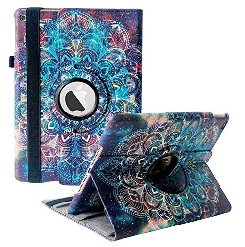 Rayhee iPad Case for New iPad 8th Gen 2020  7th Generation 2019 10_2 Inch360 Degree Rotating Stand Smart Cover with Auto Sleep Wake for New iPad 10_2 Case Blue Mandala