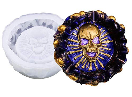 Ashtray Mould for Resin Large 3D Skull Silicone Molds for DIY Epoxy Resin Casting Molds Halloween Candlestick Decoration Mould Easy to Release