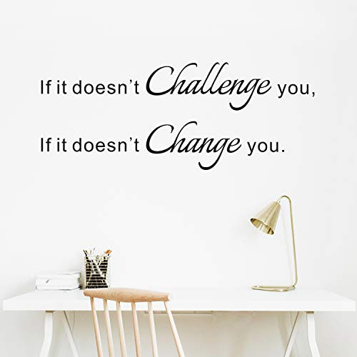 VODOE Inspirational Wall Decals Office Wall Decal Motivational Gym Quotes Classroom School Dorm Boy Teen Fitness Home Art Decor Vinyl Sticker If It Doesnt Challenge You It Doesnt Change You 23x9