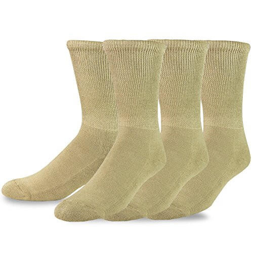 TeeHee Viscose from Bamboo Diabetic Crew Socks 3-Pack 9-11 Tan