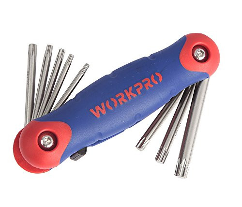 WORKPRO Folding Torx Key Set Chrome-Vanadium Steel Hardened and Tempered 8 Piece Set