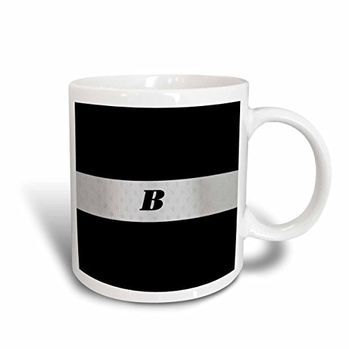 3dRose mug-80683-1Black n Silver Monogram Letter B Ceramic Mug 11 oz Multicolor