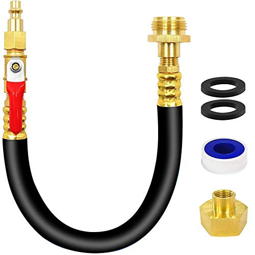 RV Winterizing Kit Sprinkler Blowout Adapter with Shut Off Valve 12 Inch Air compressor Quick-Connect plug Water Blow Out Fitting Adapter for Winterize Sprinkler Systems Winterizing RV CamperBoat