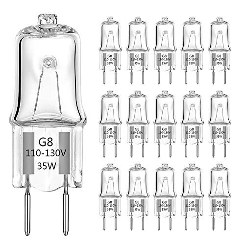 G8 Halogen Bulbs 35W 15 Pack 120V G8 Base 2Pin Xenon Bulb T4 JCD Type Warm White Under Cabinet Puck Lighting Replacements