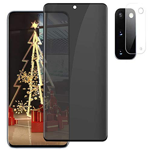 1Pack 1Camera Lens Film Privacy Tempered Glass Screen Protector for Samsung Galaxy S20 3D Full Coverage Support Fingerprint Sensor 9H Hardness Screen Protector for Galaxy S20