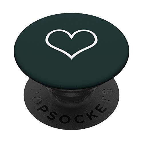 simple cute white heart minimalist outline on midnight green PopSockets Grip and Stand for Phones and Tablets simple cute white heart minimalist outline on midnight green PopSockets Grip and Stand for Phones and Tablets