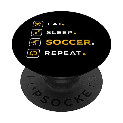 Funny Christmas Soccer Gift Eat Sleep Soccer PopSockets PopGrip Swappable Grip for Phones  and  Tablets