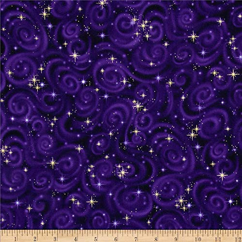 Robert Kaufman Stargazers Star Texture Violet Metallic Fabric By The Yard