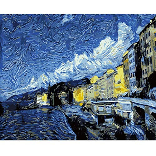 ABEUTY DIY Paint by Numbers for Adults Beginner - Landscape at Night 16x20 inches Number Painting Anti Stress Toys No Frame