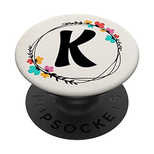 K Monogram Flower Wreath Letter K PopSockets PopGrip Swappable Grip for Phones  and  Tablets