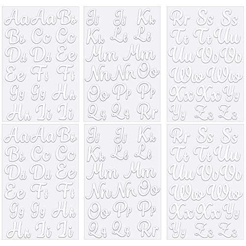 6 Sheet Iron-on Letters Upper and Lower Iron-on Alphabet Letters Soft Flock Iron-on Letters Flocking Alphabet Heat Transfer Vinyl Letters for T-Shirts Clothes Bags Hats DIY Projects Decor White