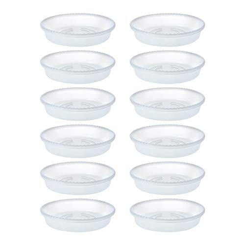 AnRui Plastic Plant Pot Saucers 6 Inch for Indoor Outdoor Garden Plants Round Flower Planter Pot Saucer Trays Clear 12pcs