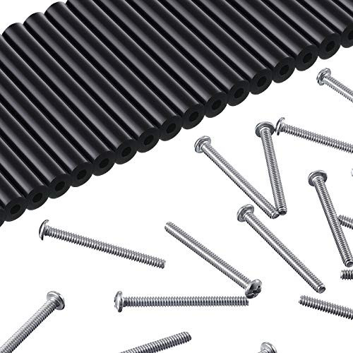 48 Pieces Electrical Outlet Extender Kit Includes 24 Pieces 3 Inch Switch and 24 Pieces 1-12 Inch 6-32 Thread Flat Head Device Mounting Extra Long Electrical Outlet Screws Black