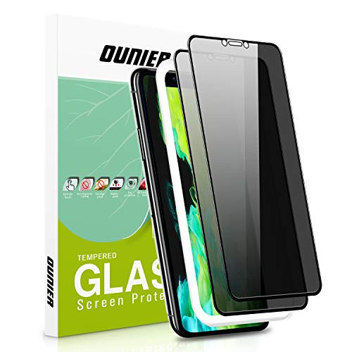 2-Pack OUNIER for iPhone 11 Pro MaxiPhone Xs Max 28°True Privacy Screen ProtectorEasy Frame Full Coverage Anti-Spy Tempered Glass Screen Protector Compatible with Apple iPhone Xs Max 6_5