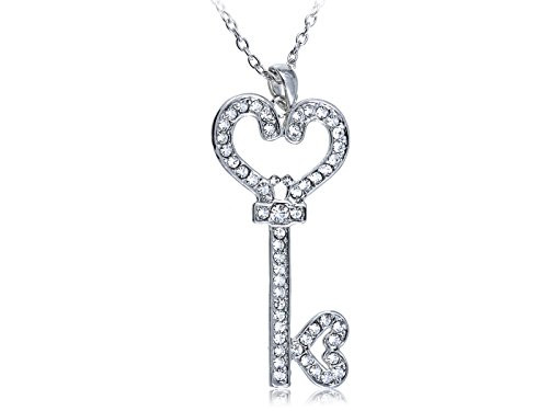 Alilang Silvery Tone Clear Crystal Rhinestone Heart Key Lock Secret Pendant Necklace Alilang Silvery Tone Clear Crystal Rhinestone Heart Key Lock Secret Pendant Necklace