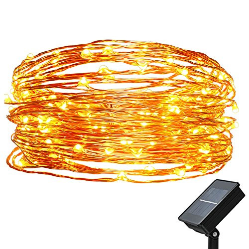 Solar light string 100 LED 33 feet waterproof outdoor light string for Christmas outdoor terrace path party lawn garden wedding party holiday decoration warm white