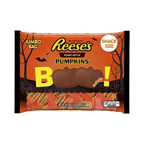 REESES Peanut Butter Halloween Pumpkin Milk Chocolate Covered Peanut Butter Pumpkin Shaped Candy in Halloween Packaging 19_2 Ounce Bag