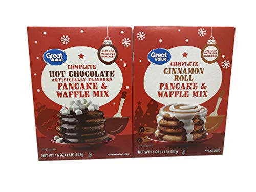 Great Value Pancake and Waffle Mix Cinnamon Roll Hot Chocolate Variety Pack of 2