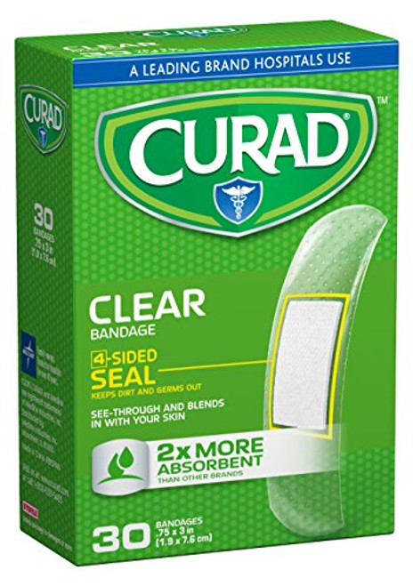 Curad Clear Plastic Self-Adhesive-Bandages 34 Inch x 3 Inch 30 Count Pack of 6 Curad Clear Plastic Self-Adhesive-Bandages 34 Inch x 3 Inch 30 Count Pack of 6
