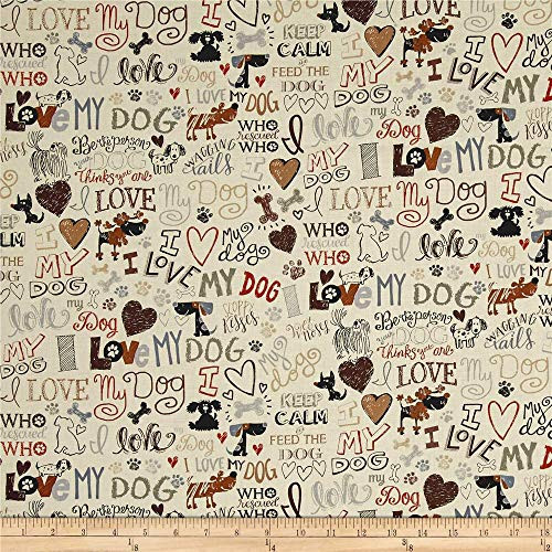 Timeless Treasures Love My Dog Yard Cream