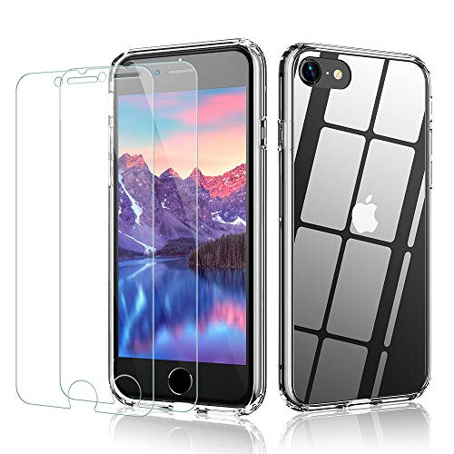 ANEMAT Case for iPhone SE 2020 Case with Screen Protector for iPhone 7 8 Shockproof Clear Full Body Protective Cover Soft Silicone Phone Cases Compatible with iPhone 7 8 Se 2020 Case 4_7 inch Clear